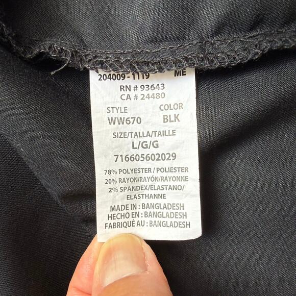 Cherokee Large Black Scrub Top Medical Hospital Lab Uniform Stretch Shirt WW670 - Picture 11 of 13